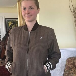 Vintage Hurley Houndstooth Mod Style Bomber Jacket